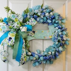 Blue Floral Spring Wreath